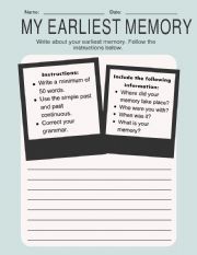 English Worksheet: My Earliest Memory
