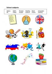 English Worksheet: School subjects
