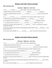 English Worksheet: Past modals