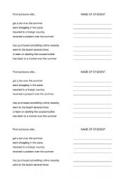 English Worksheet: Find someone who... after summer
