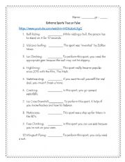 English Worksheet: Extreme Sports 