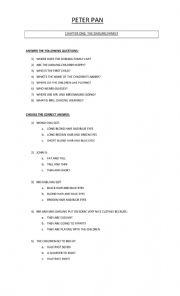 English Worksheet: Peter Pan Black cat activities