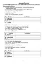 English Worksheet: Language Functions