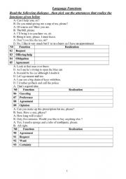 English Worksheet: Language Functions