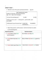 English Worksheet: report