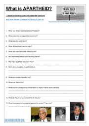 English Worksheet: What is apartheid?