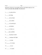English Worksheet: Subject Pronouns