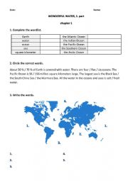 English Worksheet: WONDERFUL WATER, 1. part