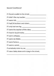 English Worksheet: second Conditional Worksheet