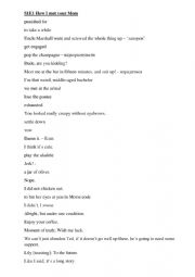 English Worksheet: How I met your mother (movie - wordlist - s1e1)