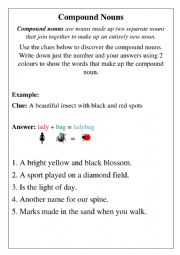 English Worksheet: Compound Nouns