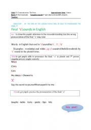 English Worksheet: Final �s� pronunciation