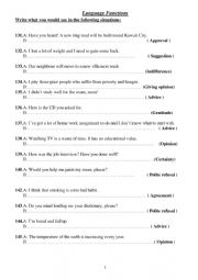 English Worksheet: Language Functions