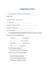 English Worksheet: language review 7th form