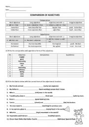 English Worksheet: COMPARISON OF ADJECTIVES