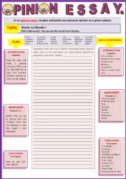 English Worksheet: Opinion essay - Books VS eBooks - Guided writing !