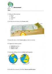 English Worksheet: Physical Geography - Test 1