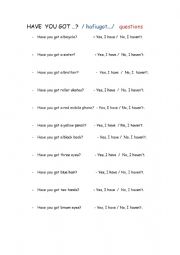 English Worksheet: have you got?