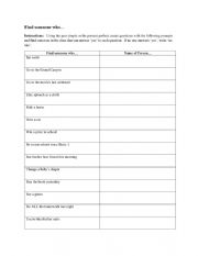 English Worksheet: Find Someone Who