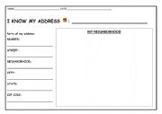 English Worksheet: My address