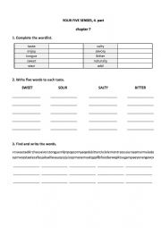 English Worksheet: YOUR FIVE SENSES, 4. part