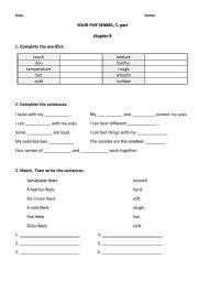 English Worksheet: YOUR FIVE SENSES, 5. part