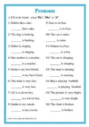 English Worksheet: The pronoun