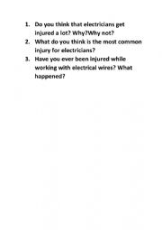 English worksheet: Electricians