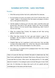 English Worksheet: Running dictation - Daily routines