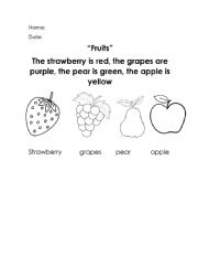 English Worksheet: fruits