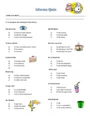 English Worksheet: Idioms Quiz 