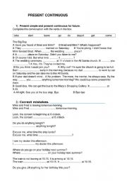 English Worksheet: Present continuous exercises