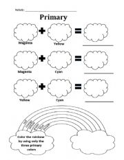 English Worksheet: PrimaryColorsWorsksheet