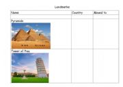 English Worksheet: Landmarks