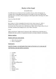 English Worksheet: Rocks in his head part 1