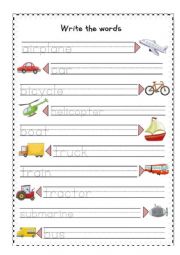 Transportation Tracing Sheet