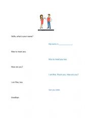 English Worksheet: Simple Greetings
