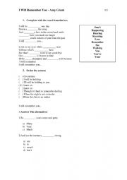 English Worksheet: I Will Remember You _ Amy Grant - worksheet