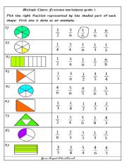 English worksheet: fractions 