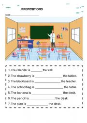 English Worksheet: PREPOSITIONS OF PLACE