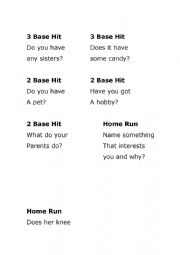 English Worksheet: Baseball game 
