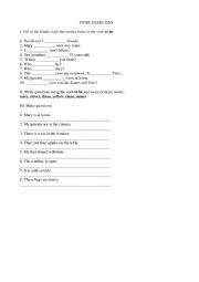 English Worksheet: TO BE EXERCISES