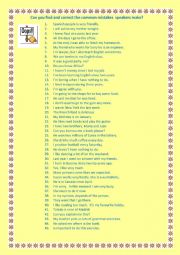 English Worksheet: 45 common mistakes 