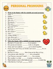 English Worksheet: Personal Pronouns
