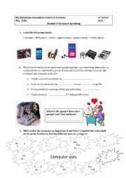 English Worksheet: module 4 section 4 speaking 3rd form