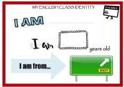 English Worksheet: My English Class Identity Card