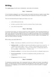 English Worksheet: Writing an opinion essay