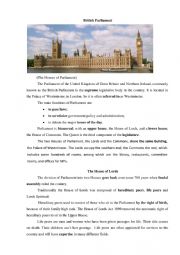English Worksheet: British parliament