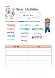 English Worksheet: Play and go