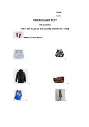 English Worksheet: Clothes Test